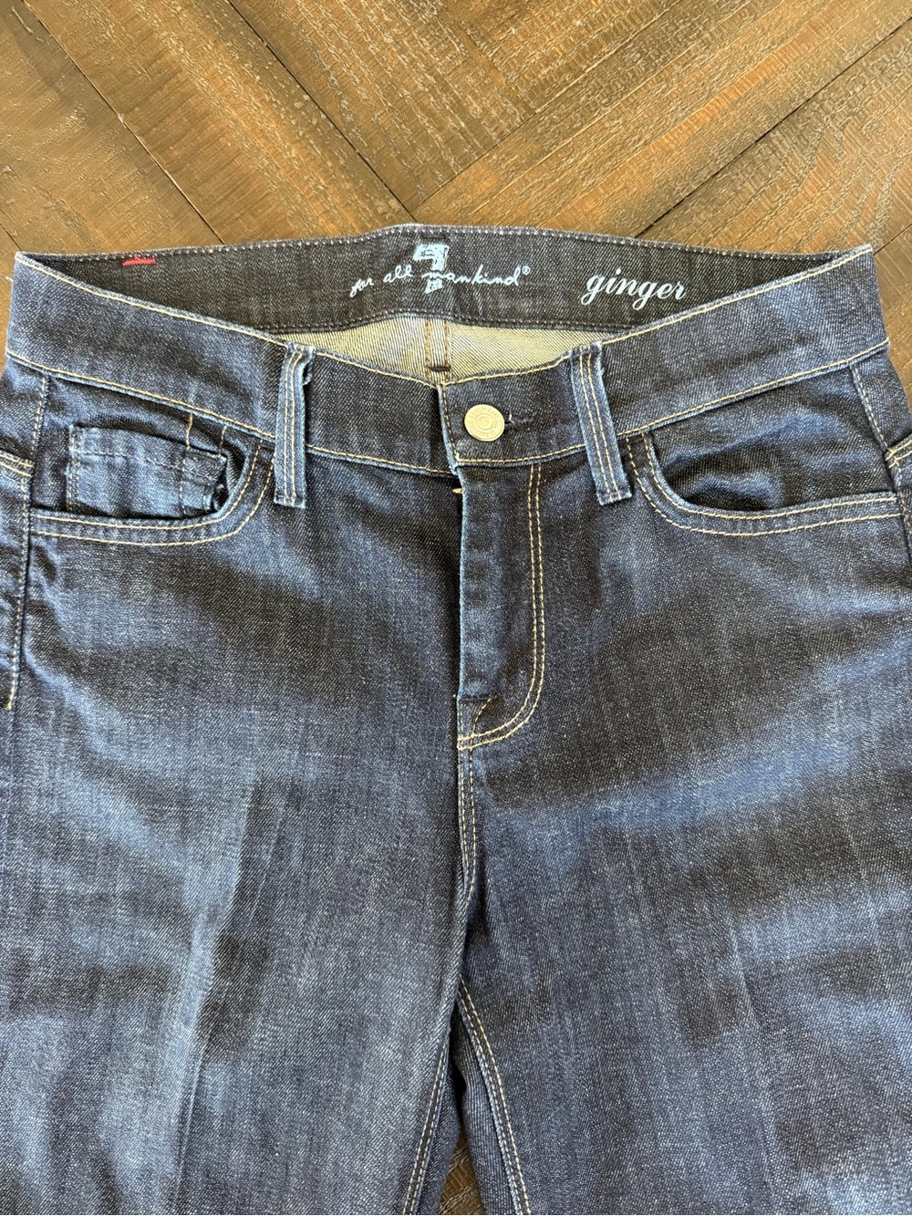 7 For All Mankind Ginger Dark Indigo Flare Leg Jeans